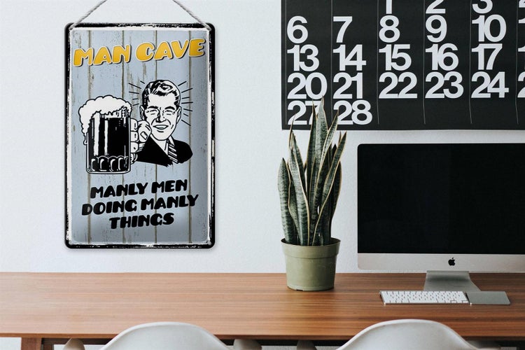 Blechschild Spruch 20x30cm Man cave Bier manly men doing