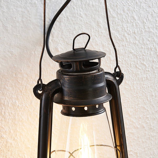Lindby Wandlampe, Wandleuchte innen Laternenform Innenleuchte Wand Laterne Vintage Design rostfarben 1x E14 max. 40W ohne Leuchtmittel Wandbeleuchtung
