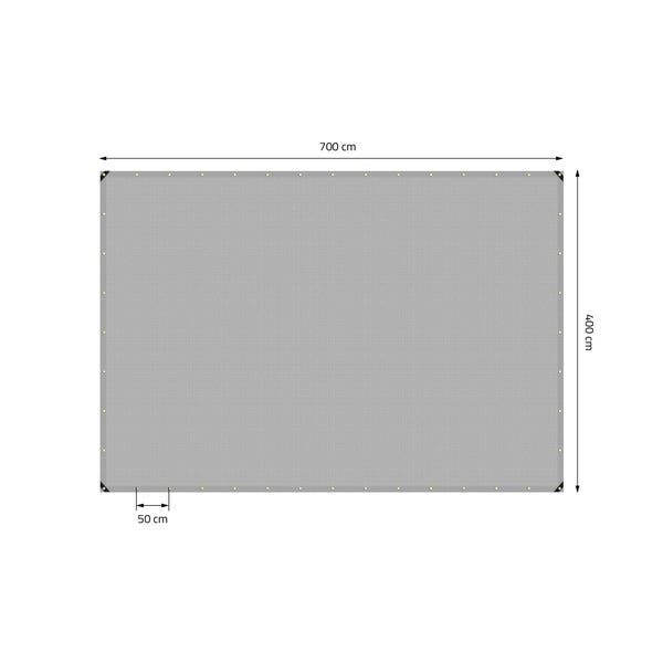 ECD Germany Premium Abdeckplane Gewebeplane mit Ösen, 4x7m 28m², 650g/m², Grau, PVC, Wasserdicht, Reißfest, 10 Haken, LKW-Plane Bootsplane Gartenplane Holzplane, Schutzplane für Gartenmöbel Pool Auto
