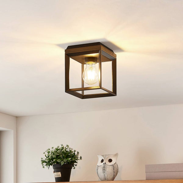 Würfelförmige Deckenleuchte mit Glühbirne