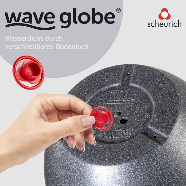 Scheurich Wave Globe 40, Pflanzgefäß/Blumentopf/Pflanzkübel, rund,  aus Kunststoff Farbe: Schwarz-Granit, 39,5 cm Durchmesser, 29,3 cm hoch, 19 l Vol.