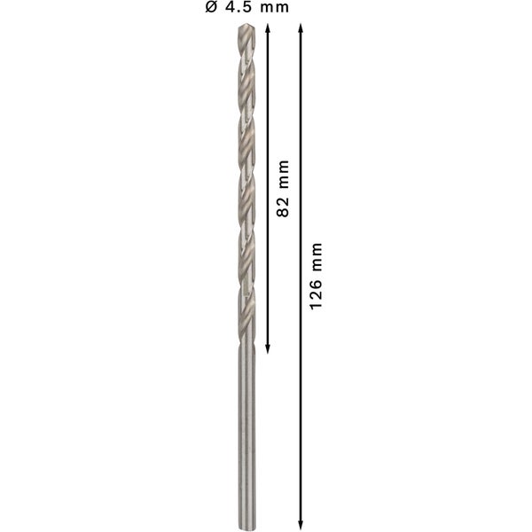 Metallbohrer mit einem Durchmesser von 4,5 mm und einer Länge von 126 mm