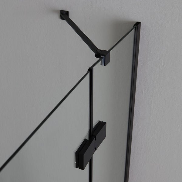 70x100 cm mattschwarze Duschkabine mit Teilrahmen und Drehtüren | London