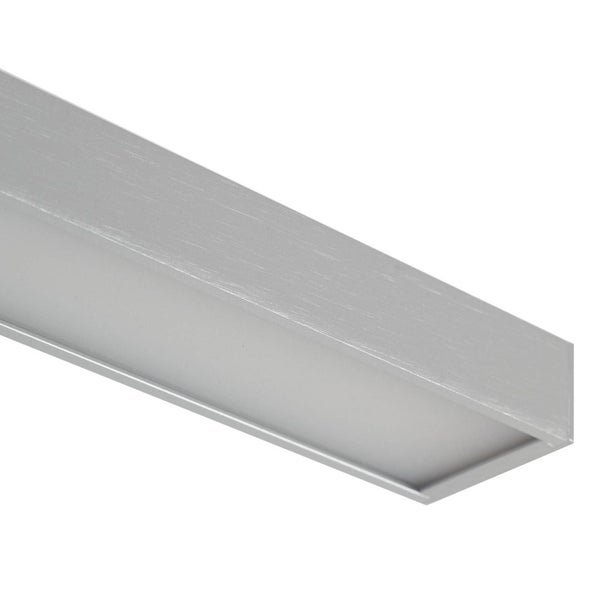 Lineares LED-Profil aus gebürstetem Aluminium mit matter Abdeckung.