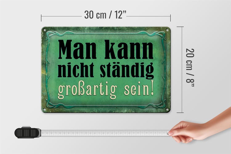 Blechschild Spruch 30x20cm nicht ständig großartig sein