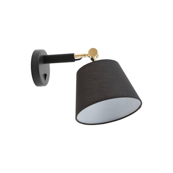 Lucande Wandleuchte, Wandlampe Innen Marvaine in Schwarz aus Metall (1 flammig E27) - Textil Wandleuchten Wandstrahler Wandbeleuchtung Schlafzimmer / Wohnzimmer Wohnzimmerleuchte