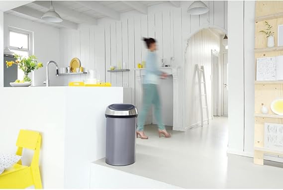 Brabantia Abfallbehälter Mit Soft Touch Öffnung 60 Liter HxBxT 71 x 40 x 40 cm Metall Platin
