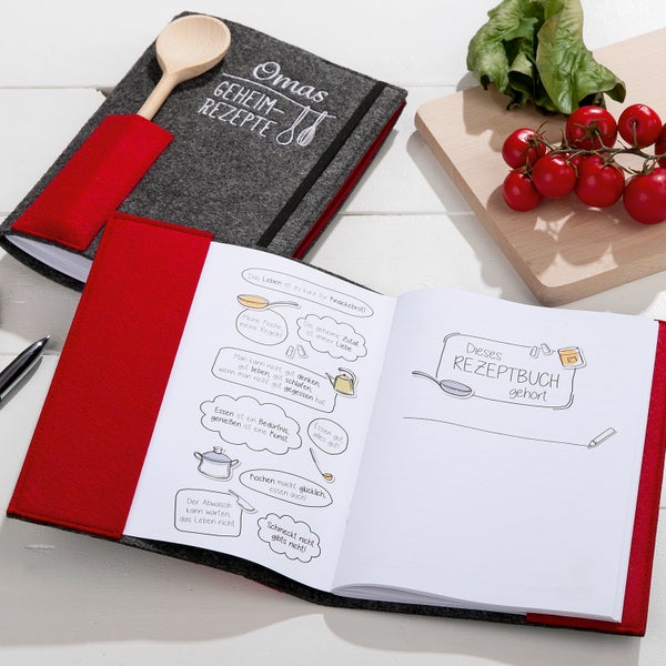 Kochbuch GILDE OMAS GEHEIMREZEPTE Rezeptbuch grau Höhe 22cm Papier Filz