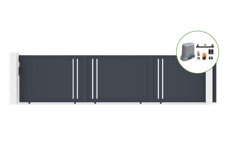 Schiebetor 6m GIONA H.140cm Aluminium + TANKER C600 Motorisierung