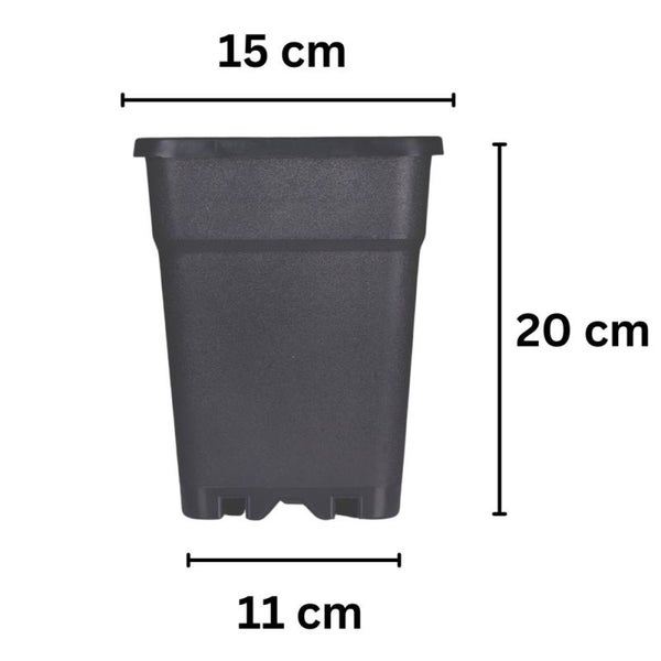 Blumentopf Eckig 4L – Robuster Hartkunststofftopf (15x15x20 cm) aus Recyclingmaterial – Nachhaltig, langlebig & mit Entwässerungslöchern für gesundes Pflanzenwachstum