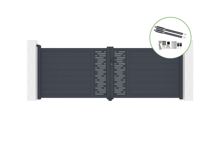 Flügeltor 3,5 m ARLBERG H.120 cm Aluminium + RANGER B150 Motorisierung