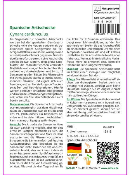 SAFLAX Garden to go - Spanische Artischocke - Cynara cardunculus - 50 Samen - Mit Topf, Klima - Deckel und Anzuchtsubstrat