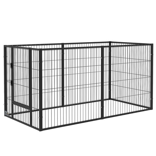 PawHut Welpenauslauf, 150L x 79B x 81H cm, Stahl, Schwarz