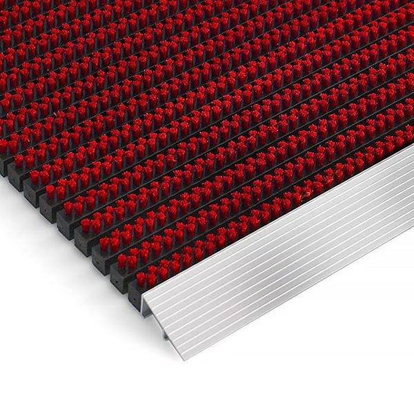 FLOORDIREKT Fußmatte - Profi Brush - Schmutzfangmatte mit Alu-Rahmen - Rot - 40 x 60 cm