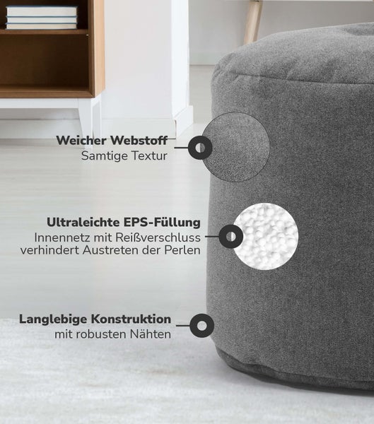 Grauer Sitzpouf