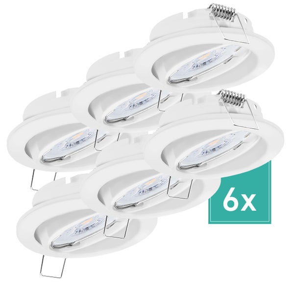 Deckenleuchte 3000K 6x Schwenkbar Dijon mit Nizza LED Modul 4,8W 230V 380lm Einbaustrahler Weiß Lochmaß 68mm