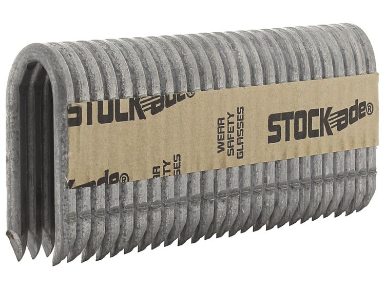 STOCKade Zaunklammern im Streifen, verzinkter Stahl mit Widerhaken.