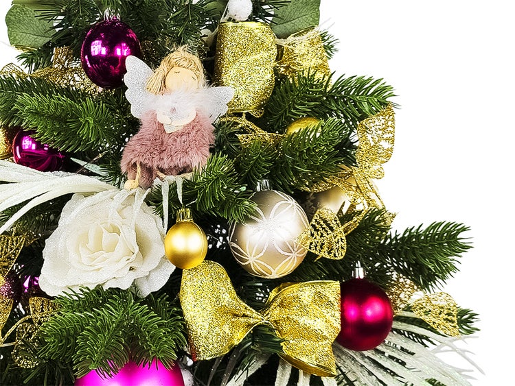 LAALU Dekorierter künstlicher Weihnachtsbaum PINK DECORATIONS II 60 cm mit LED-Beleuchtung IN FLOWER