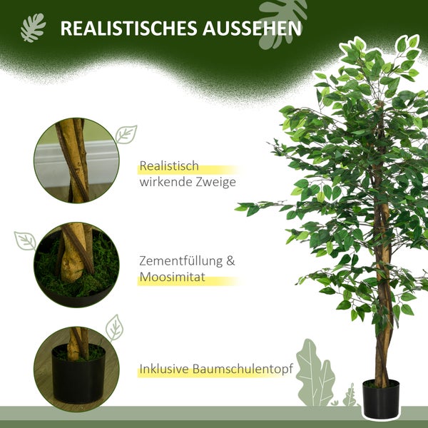 HOMCOM, Künstliche Pflanzen, Zimmerpflanze, Ø15 x 150H cm, PEVA, Grün