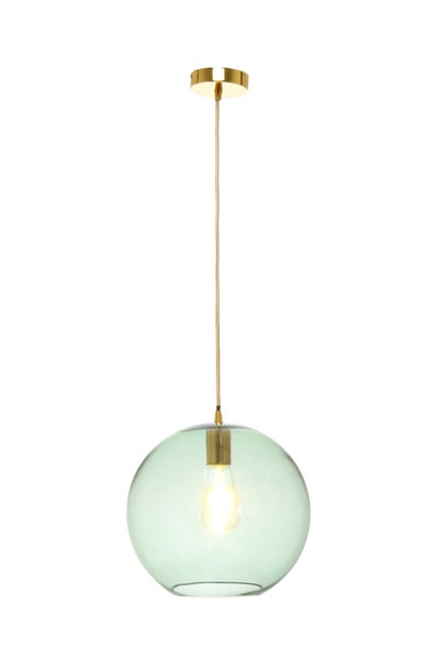 Glaskugel Hängelampe in Grün, Pendellampe aus Glas 36 cm | Wohnzimmer Esszimmer Leuchte