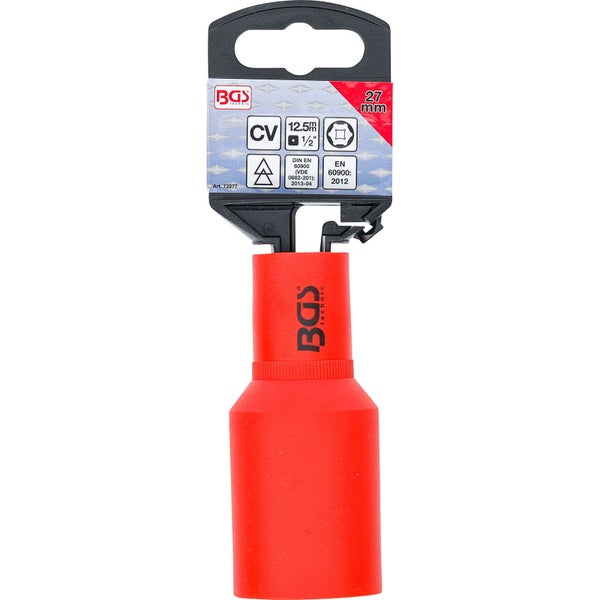 BGS VDE-Steckschlüssel-Einsatz Sechskant Antrieb Innenvierkant 12,5 mm (1/2) SW 27 mm - 72077