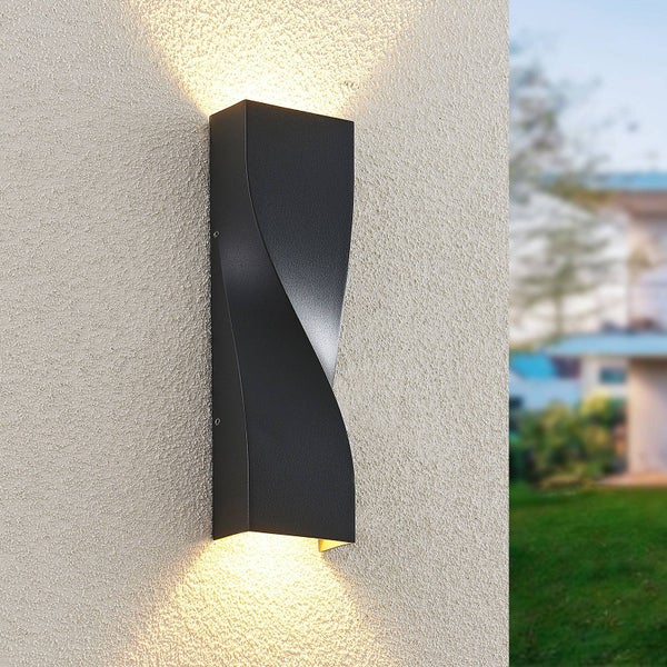 Lucande LED Wandleuchte außen Tibelya (Modern) in Schwarz aus Aluminium (1 flammig, ) - Außenwandleuchten Wandlampe Led Außenlampe Outdoor für Außenwand/Hauswand Haus Terrasse &