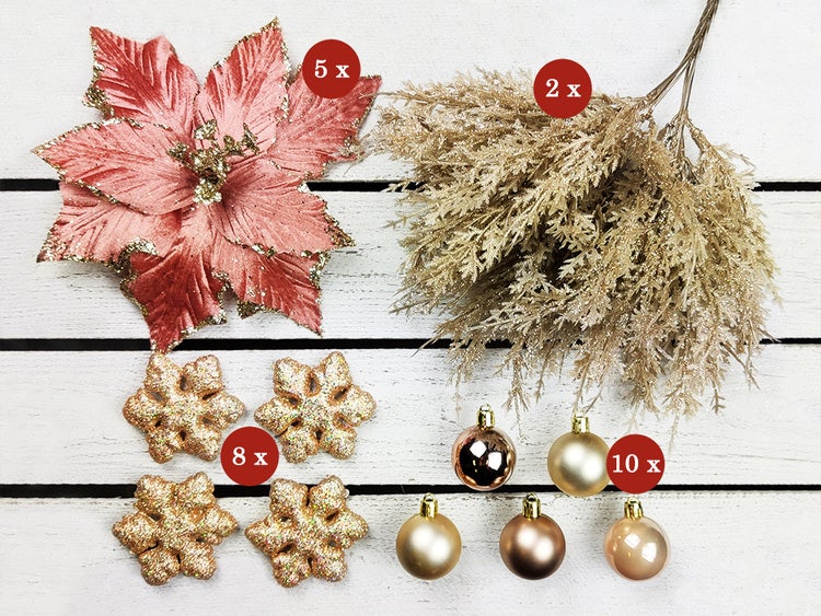LAALU Geschmückter künstlicher Weihnachtsbaum POMPÉ FLAKE 60 cm mit LED-BELEUCHTUNG IM TOPF