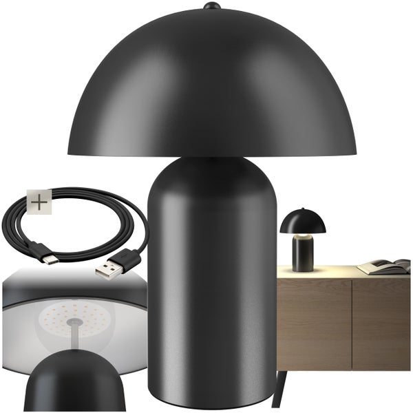 tectake Kade Kleine Retro-Tischlampe Kade, dimmbar  25 x 34 cm schwarz