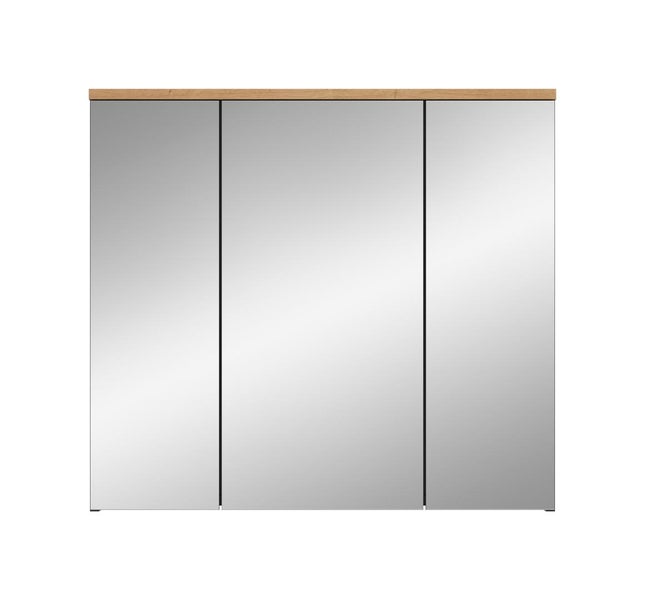 Spiegelschrank mit drei Türen und Holzabdeckung
