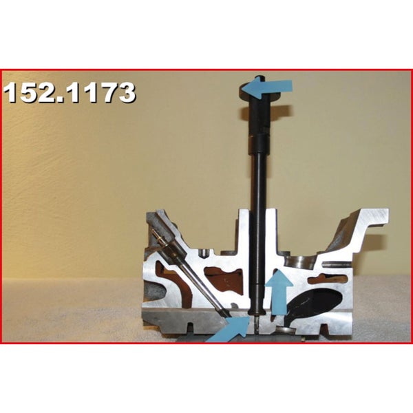 Schnittansicht eines Motorkopfes mit Ventilen und Kanälen