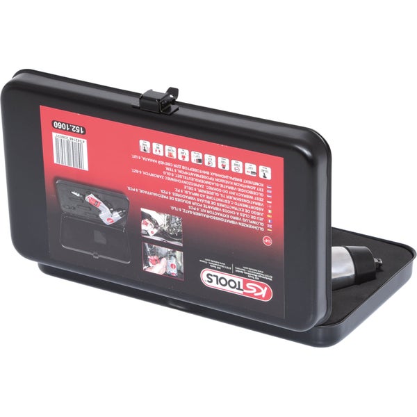 KS Tools Logo. Druckluft-Schlagschrauber im Einsatz am Motor.