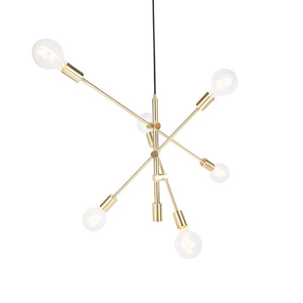 Goldfarbene Pendelleuchte mit sechs Leuchtmitteln