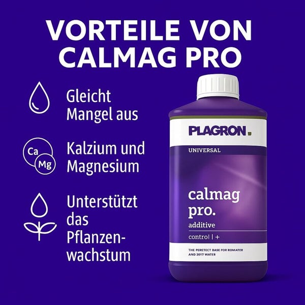 Plagron Calmag Pro Flasche zur Ausgleichung von Mangelerscheinungen und Unterstützung des Pflanzenwachstums mit Kalzium und Magnesium.
