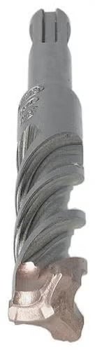 Hammerbohrer für Beton und Mauerwerk mit Mehrschneiden-Hartmetallkopf und Spirale.