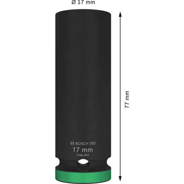 Bosch Pro Steckschlüssel mit 17 mm Durchmesser und 77 mm Länge