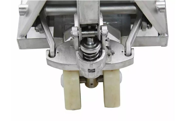 Detailansicht der Transportrollen eines Montagewagens