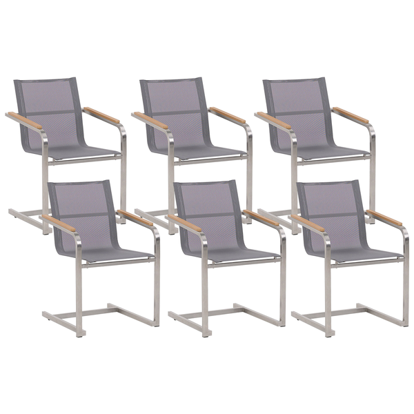 Gartenstuhl 6er Set COSOLETO Edelstahl Grau