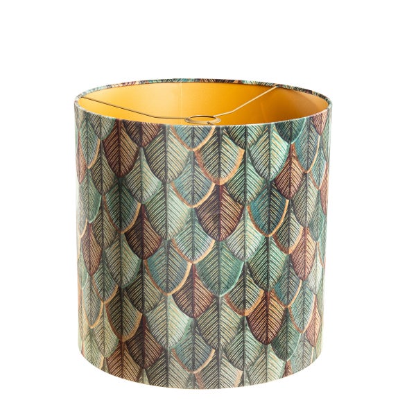 Samtlampenschirm mit Blattdesign und goldener Innenseite 40/40/40