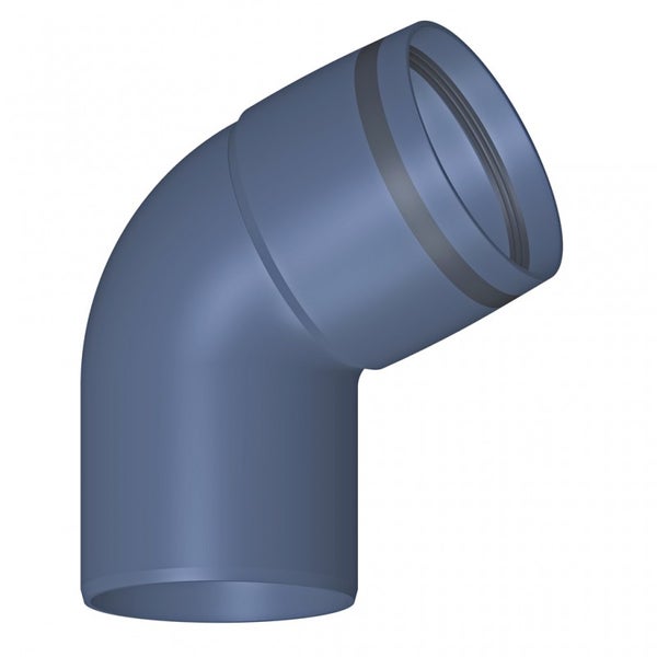 Grauer HT-Bogen 67 Grad aus Polypropylen für Abwasserrohre.