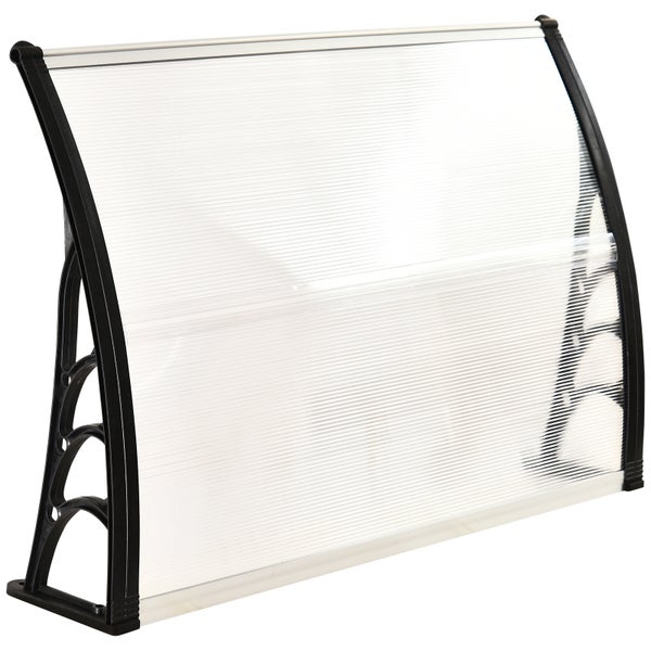 Outsunny Vordach Haustürvordach 100 x 75 cm Pultvordach Überdachung Polycarbonat Transparent