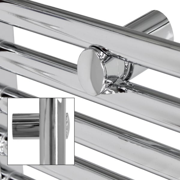 ECD Germany Badheizkörper Mittelanschluss 400 x 1800 mm Chrom gerade mit Anschlussgarnitur inkl. Thermostat Eck Wand Chrom - Heizkörper Heizung Handtuchwärmer Handtuchtrockner Handtuchheizkörper