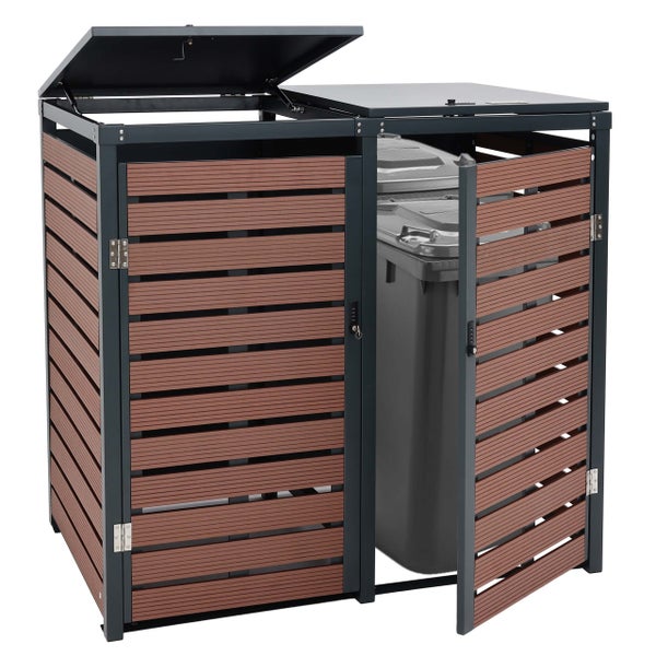 Mülltonnenbox für zwei Mülltonnen mit Klappdeckel