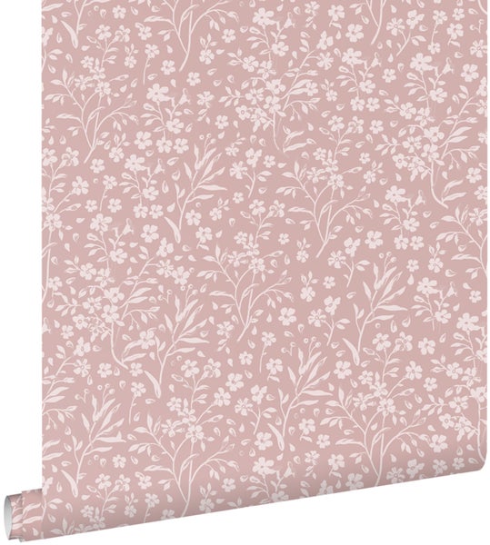 ESTAhome Tapete Blumen Altrosa - 50 x 900 cm - 139884