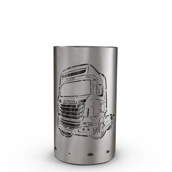 Feuersäule aus Stahl mit Scania LKW Motiv