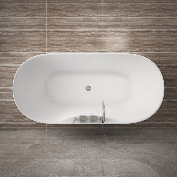 Home Deluxe - freistehende Badewanne - LENI mit Armatur, Weiß - Maße: ca. 170 x 80 x 58 cm - Füllmenge: 235 Liter, inkl. Überlaufschutz, Siphon und Verschluss I Spa, für 2 Personen