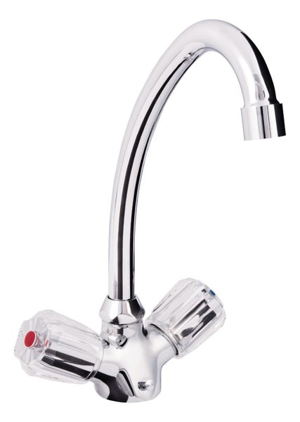 aquaSu® Zweigriffarmatur Standard Plus für Waschtisch oder Spüle, Wasserhahn Bad oder Küche, Waschtischarmatur, Armatur für Badezimmer, Zweigriffmischer Waschbecken, Waschbeckenarmatur Gäste-WC, 062848