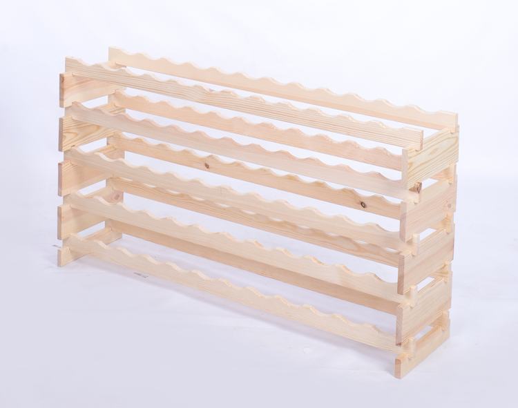 Weinregal VINOTECA FLEX PRO HxBxT 65x123x28cm 60 Flaschen auf 5 Ebenen Massives Kiefernholz Natur unbehandelt