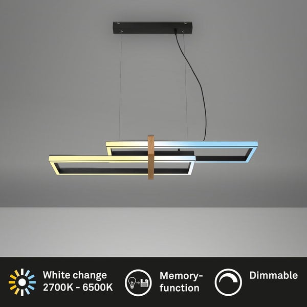 CCT LED Pendelleuchte, schwarz, mit Holz, LED/44W