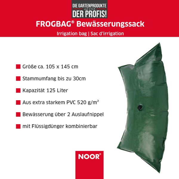 Bewässerungssack für Bäume FROGBAG FATTY - 125 Liter - Wassersack als Bewässerungsbeutel - aus reißfestem PE-Gewebe 520g/m²
