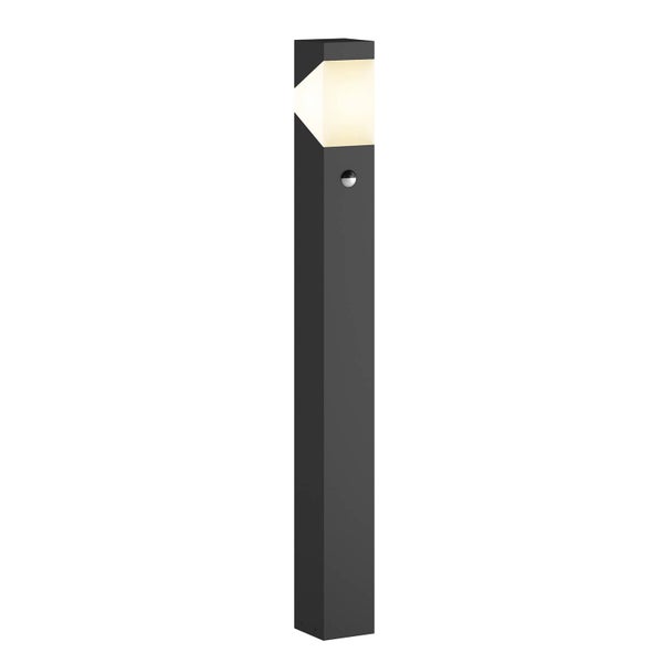 Lucande Außenleuchte Kiran mit Bewegungsmelder (spritzwassergeschützt (Modern) in Schwarz aus Aluminium (1 flammig, E27) - Wegeleuchte Pollerleuchte Wegelampe Sockelleuchte